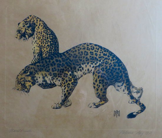 Helene Ady: Leoparden (Lithographie 1913) 