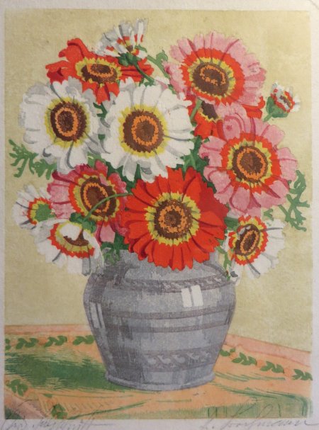 Bochmann: Blumenstrauß  (Farbholzschnitt)