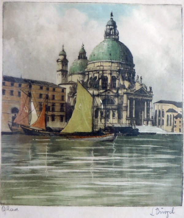 Ludwig Brgel: Santa Maria della Salute (Farbradierung)