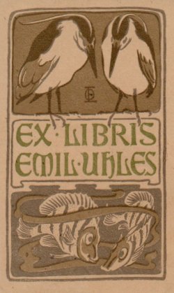 Otto Eckmann, Ex libris Emil Uhles, Farbholzschnitt