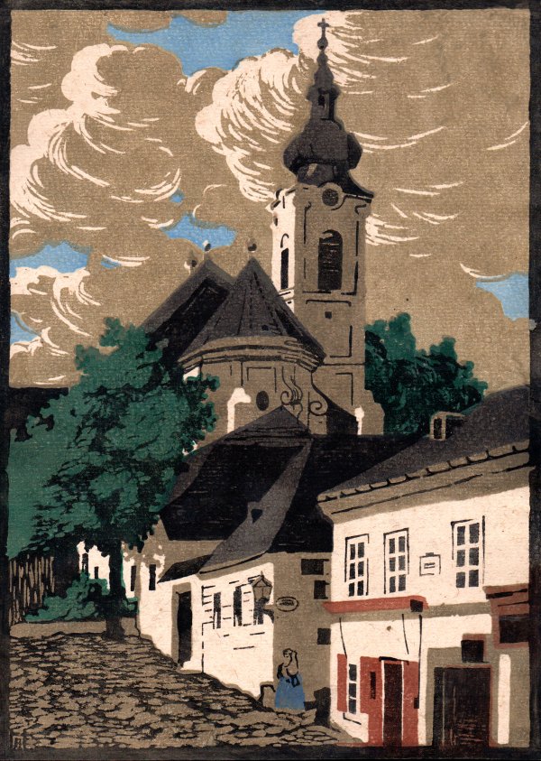Rudolf Hanke: Ober Sankt Veit  (Farbholzschnitt)