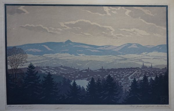 Karl Johne, "Blick in die Heimat" (Farbholzschnitt)