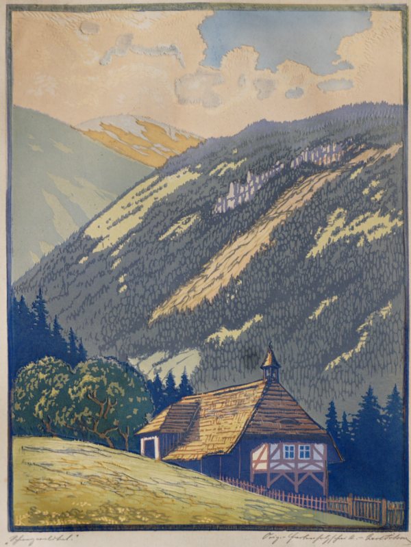 Karl Johne, Schwarzwaldtal, Farbholzschnitt