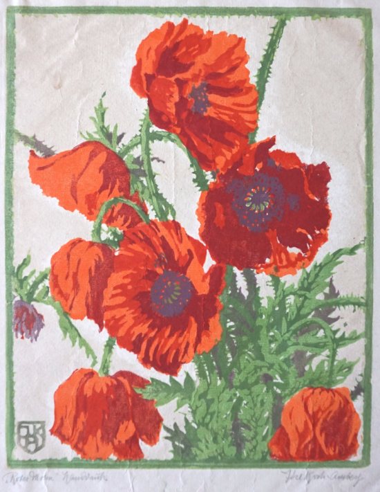 Ilse Koch-Amberg, Farbholzschnitt, Roter Mohn