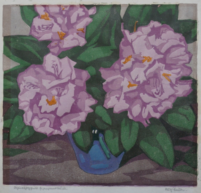 Ruth Laube, Rhododendron, Farbholzschnitt