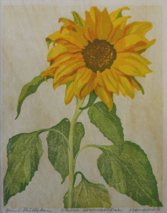 Ernst Rtteken, Kleine Sonnenblume, Farblinolschnitt
