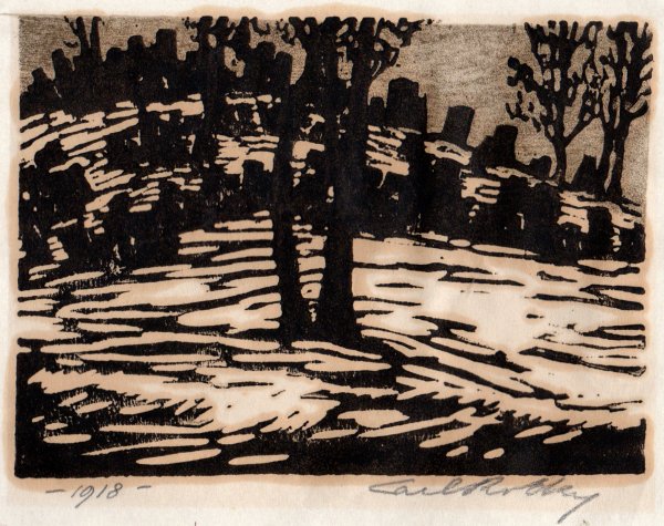 Carl Rotky, Jdischer Friedhof in Galizien, Farbholzschnitt 1918