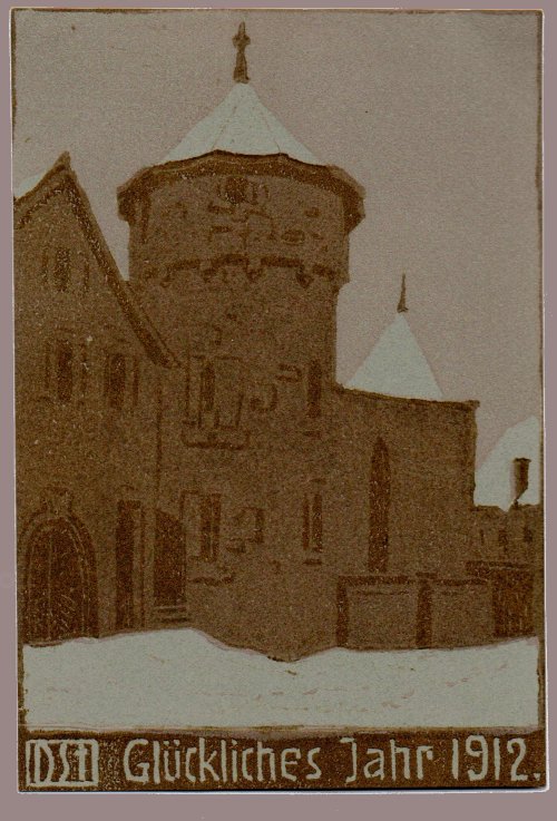 Daniel Staschus: Glckliches Jahr 1912 (Farbholzschnitt)