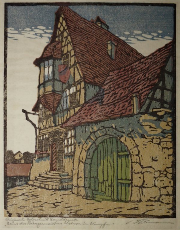 Carl Thiemann, Haus des Brgermeisters Elsesser in Wimpfen, Farbholzschnitt 1909