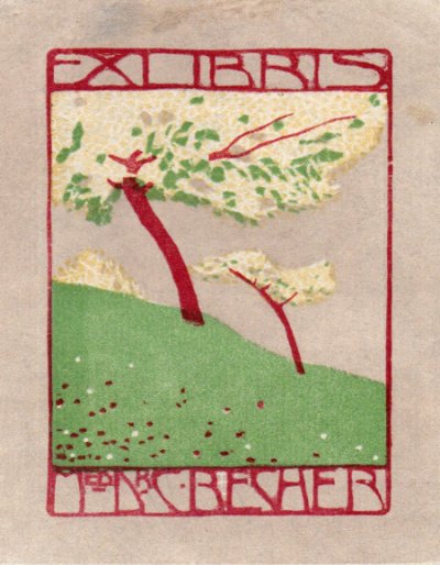 Carl Thiemann: Ex libris Dr. Becher  (Farbholzschnitt 1906)