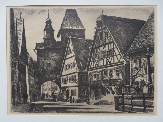 Zdor: Rothenburg, Markustor (Weichgrundtzung oder Lithographie)
