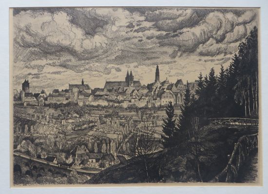 Zdor: Rothenburg, Gesamtansicht  (Weichgrundtzung oder Lithographie)