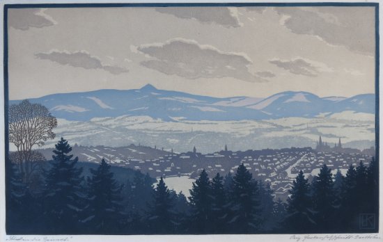 Karl Johne, "Blick in die Heimat" (Farbholzschnitt)