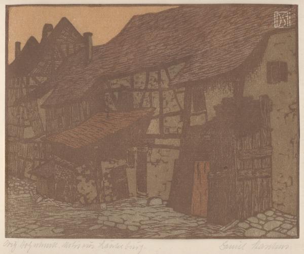 Daniel Staschus, "Motiv aus Lauterburg" (Farbholzschnitt)