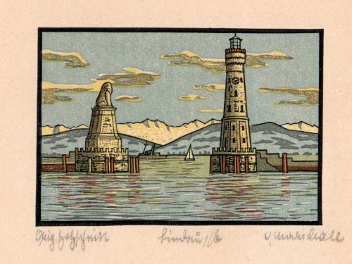 Vincenz Marschall: Lindau am Bodensee (Farbholzschnitt)