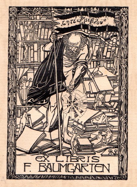 Nagy Sndor: Ex libris F. Baumgarten (Holzschnitt. fametszet)