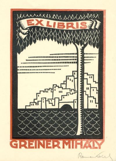 Roman, Kroly: Ex Libris Greiner Mihly, Farbholzschnitt