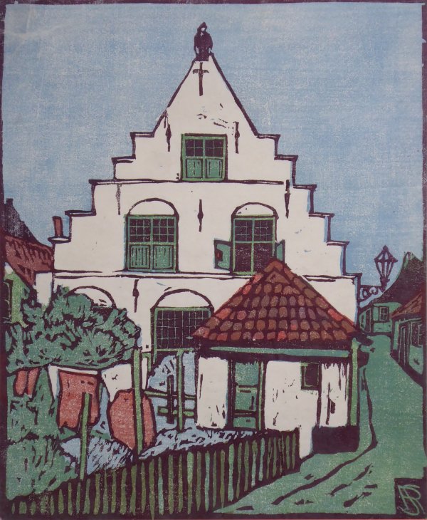 Ralph Sanin: Gasthaus in Zandvoort (Farbholzschnitt