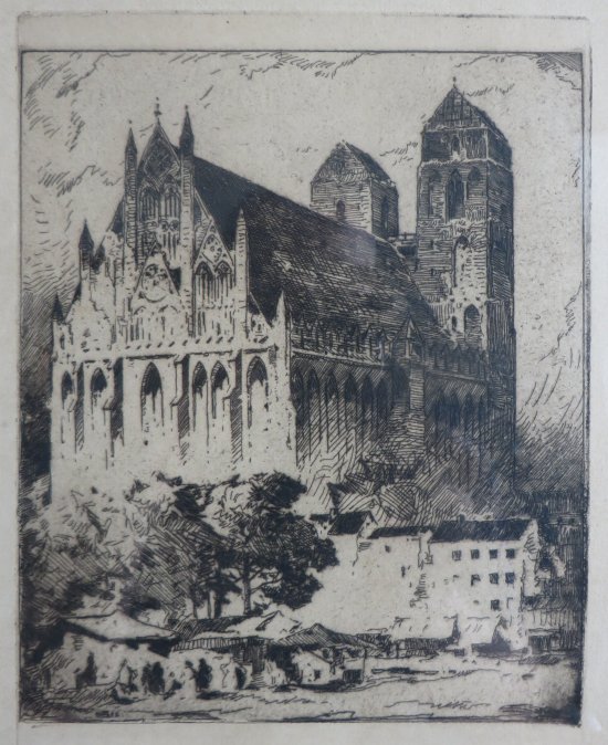 Anton Scheuritzel, Radierung, ohne Titel, Kathedrale