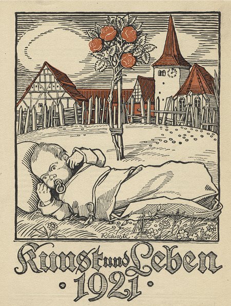 Rudolf Schiestl, Deckblatt zum Kalender "Kunst und Leben 1921" (Farbholzschnitt)