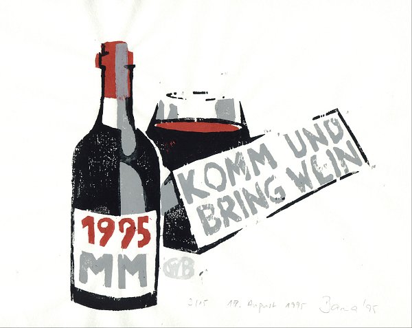 "17. August 1995" (für Mahin und Martin Fischbach), Farbholzschnitt