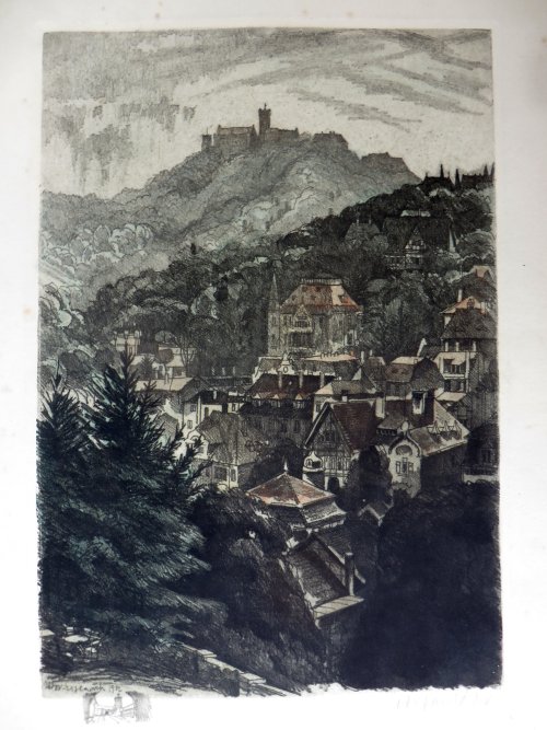 Zdor: Eisenach und die Wartburg  (Kolorierte Radierung)